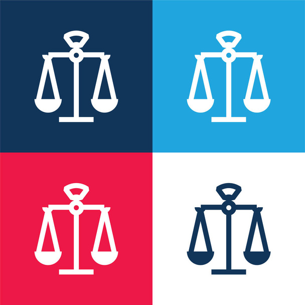Balance azul y rojo conjunto de iconos mínimo de cuatro colores - Vector, imagen