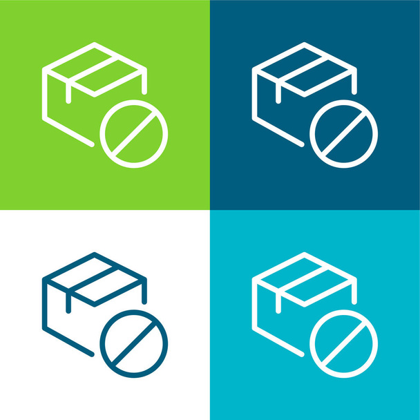 Banned Flat conjunto de iconos mínimos de cuatro colores - Vector, Imagen