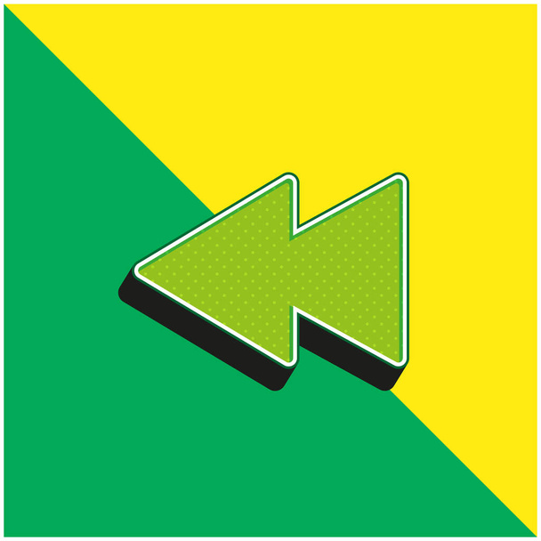 Geriye doğru yeşil ve sarı modern 3d vektör simgesi logosu - Vektör, Görsel