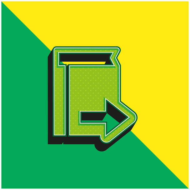 Buchsymbol mit Rechtspfeil Grünes und gelbes modernes 3D-Vektorsymbol-Logo - Vektor, Bild