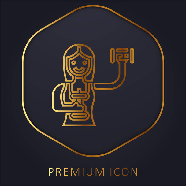 Aerobics golden line premium logo or icon - Vector, Image
