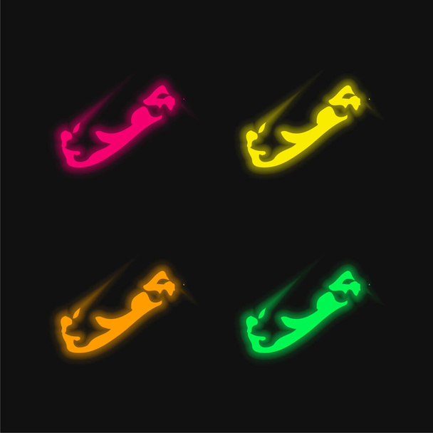 Bermudes quatre couleurs brillant icône vectorielle néon - Vecteur, image