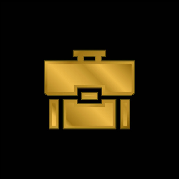 Briefcase banhado a ouro ícone metálico ou vetor logotipo - Vetor, Imagem