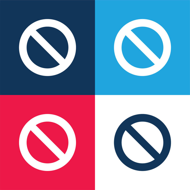 Verbotene Zeichen blau und rot vier Farben minimalen Symbolsatz - Vektor, Bild