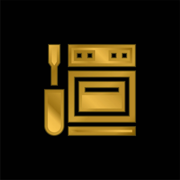 Appliance banhado a ouro ícone metálico ou vetor logotipo - Vetor, Imagem