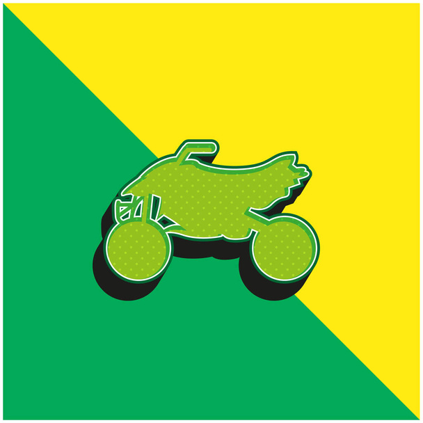 すべての地形車両オートバイ緑と黄色の現代的な3Dベクトルアイコンのロゴ - ベクター画像