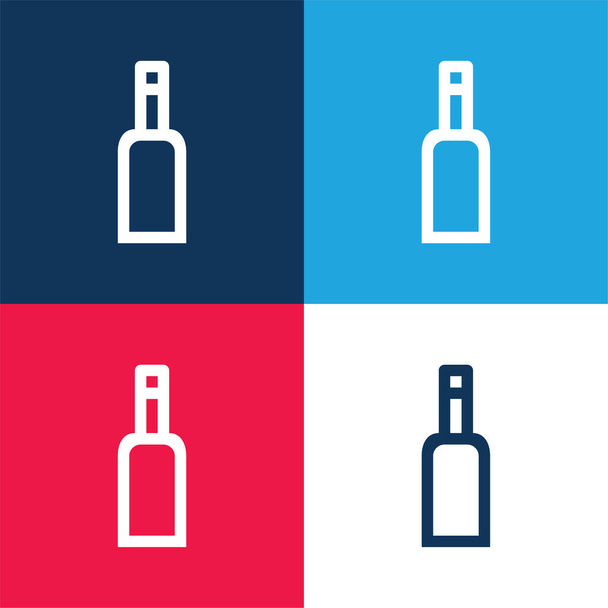 Butelka brutto zarysowane Symbol niebieski i czerwony czterech kolorów minimalny zestaw ikon - Wektor, obraz