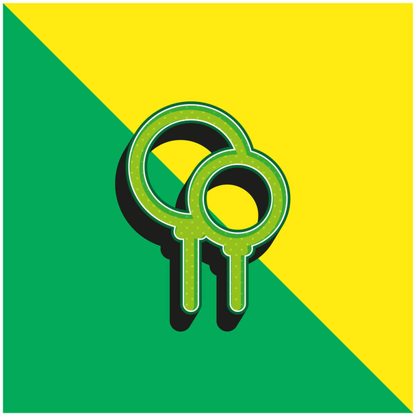 Balloon Party Zöld és sárga modern 3D vektor ikon logó - Vektor, kép