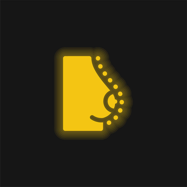 Breast yellow glowing neon icon - Vector, Image