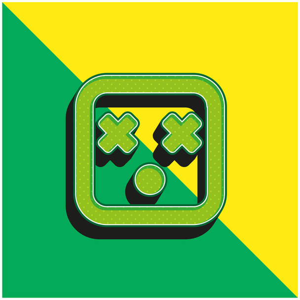 Blind Vierkant Gezicht Groen en geel modern 3D vector icoon logo - Vector, afbeelding