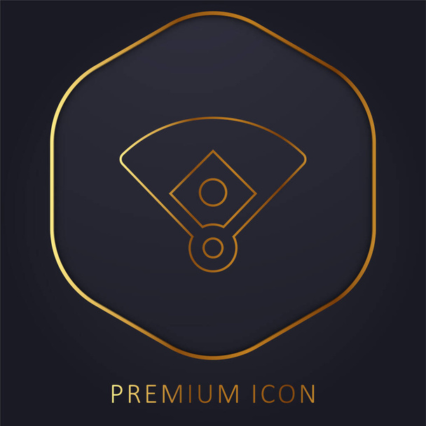 Béisbol Diamante línea dorada logotipo premium o icono - Vector, Imagen