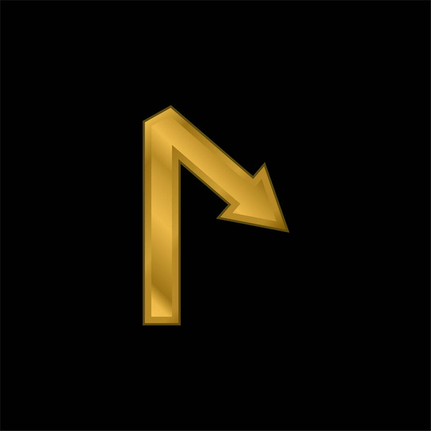 символ прямої стрілки з золотим кутом на металевому іконі або векторі логотипу. - Вектор, зображення
