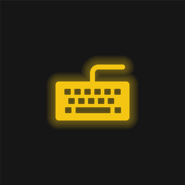 Fekete billentyűzet sárga izzó neon ikon - Vektor, kép