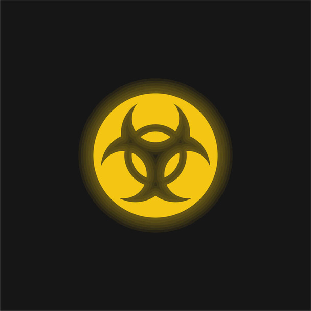 Biyolojik tehlike sarı parlayan neon simgesi - Vektör, Görsel