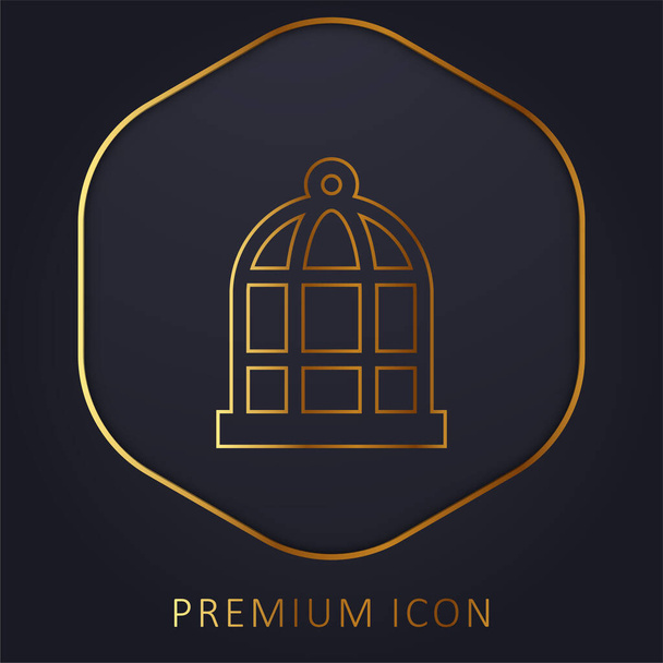 Pájaro jaula línea de oro logotipo premium o icono - Vector, Imagen