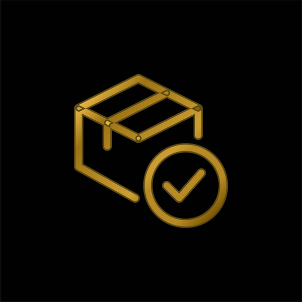 Approval gold plated metalic icon or logo vector - Vector, Image