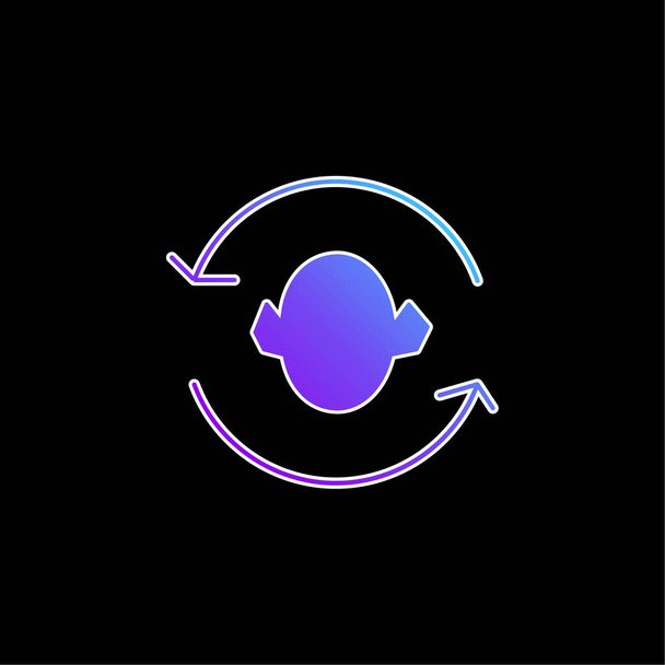 Coppia di frecce intorno a un'icona vettoriale gradiente blu Silhouette testa - Vettoriali, immagini