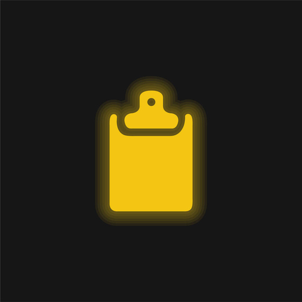 Portapapeles negro amarillo brillante icono de neón - Vector, Imagen