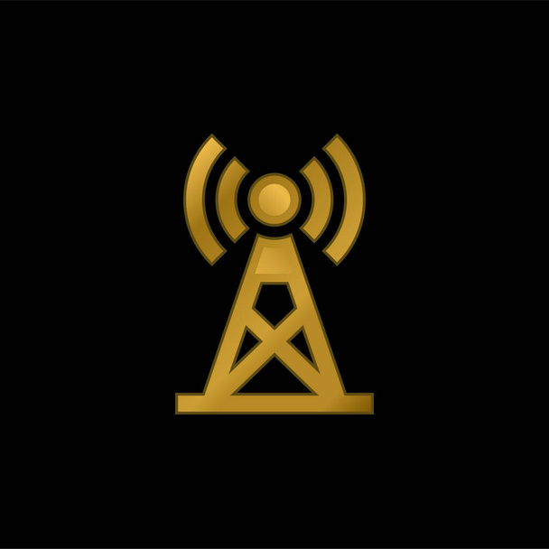 Antenna gold plated metalic icon or logo vector - Vector, Image