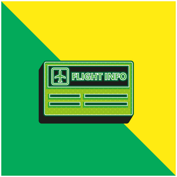 Информация о рейсе Информационный сигнал Зеленый и желтый современный 3D логотип векторной иконки - Вектор,изображение