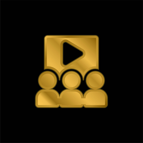 Audience gold plated metalic icon or logo vector - Vector, Image