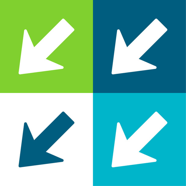 Šipka vlevo dolů Plocha čtyři barvy minimální ikona nastavena - Vektor, obrázek