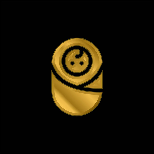 Bebê banhado a ouro ícone metálico ou vetor logotipo - Vetor, Imagem