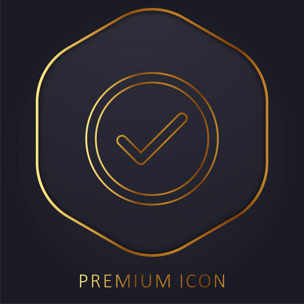 Accept Circular Button Outline golden line premium logo or icon - Vector, Image