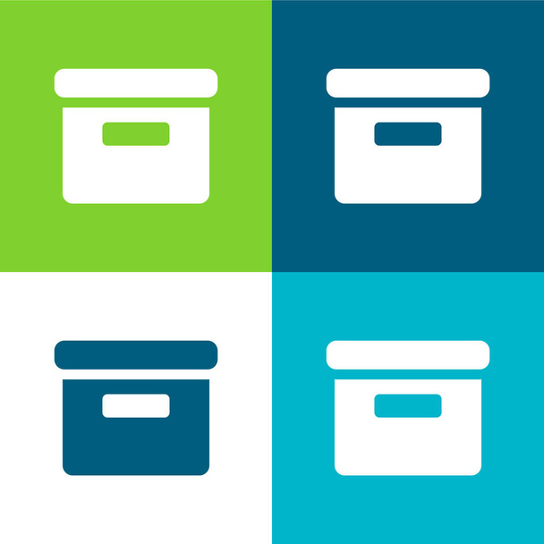 Arquivo Caixa preenchida Conjunto de ícones mínimos de quatro cores plano - Vetor, Imagem
