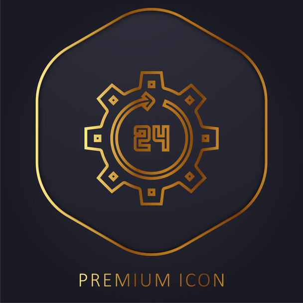 24 Hours golden line premium logo or icon - Vector, Image