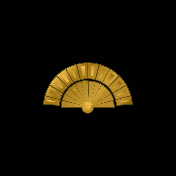 Abanico Flamenco Negro chapado en oro icono metálico o logo vector - Vector, imagen