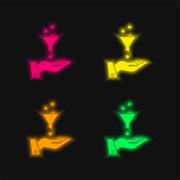 Anzeigen vier Farbe leuchtenden Neon-Vektor-Symbol - Vektor, Bild