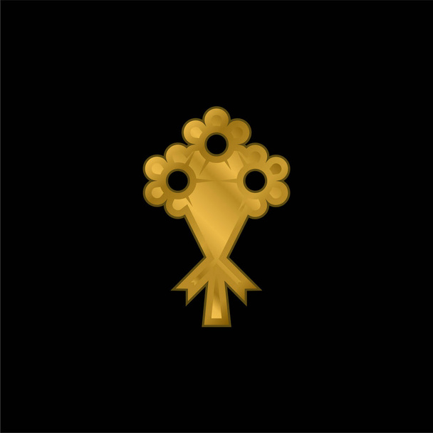 Bouquet icône métallique plaqué or ou logo vecteur - Vecteur, image