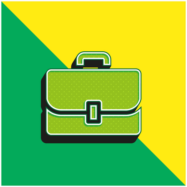 Salkku Vihreä ja keltainen moderni 3d vektori kuvake logo - Vektori, kuva