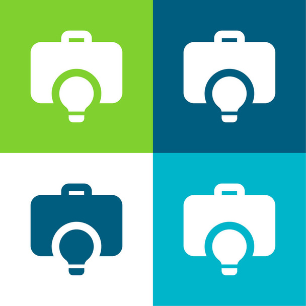 Porte-documents Ensemble d'icônes minimal plat à quatre couleurs - Vecteur, image