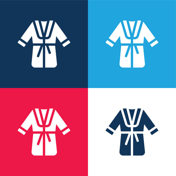 Bathrobe blue and red four color minimal icon set - Vector, Image