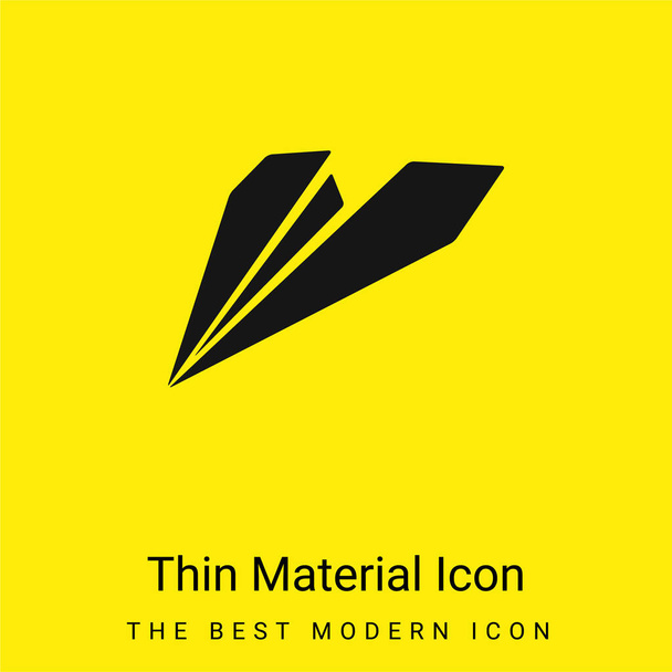 Black Origami Plane minimal bright yellow material icon - Vector, Image