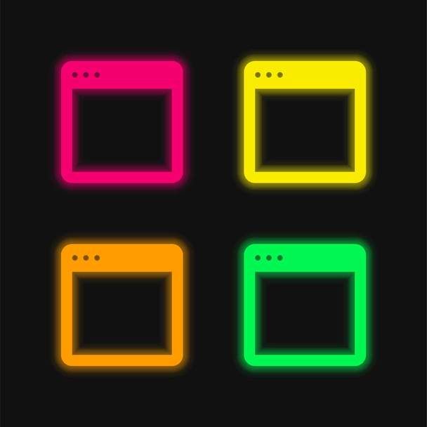 App neljä väriä hehkuva neon vektori kuvake - Vektori, kuva