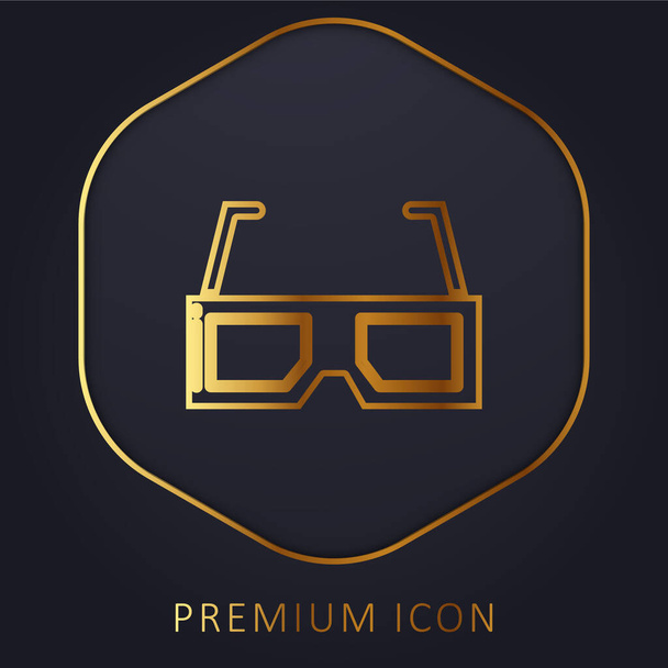 3d gafas línea de oro logotipo premium o icono - Vector, Imagen