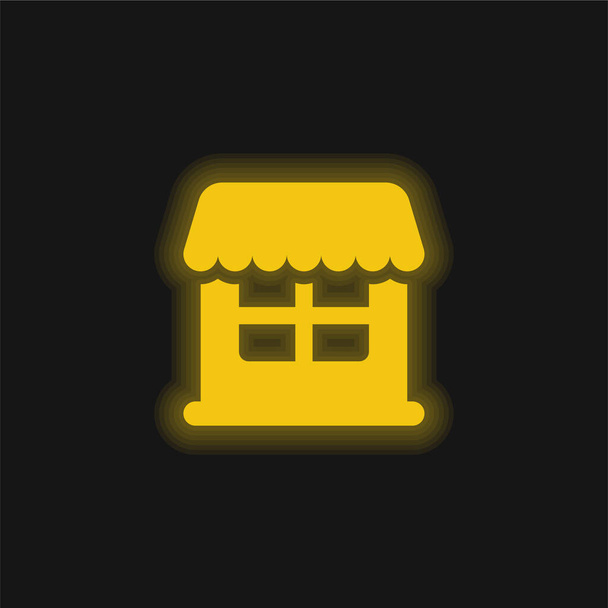 ビッグストア黄色の輝くネオンアイコン - ベクター画像