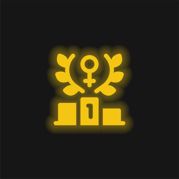 Achievement žlutá zářící neonová ikona - Vektor, obrázek
