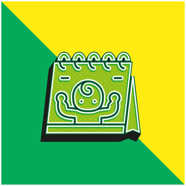 Nacido verde y amarillo moderno 3d vector icono logo - Vector, Imagen