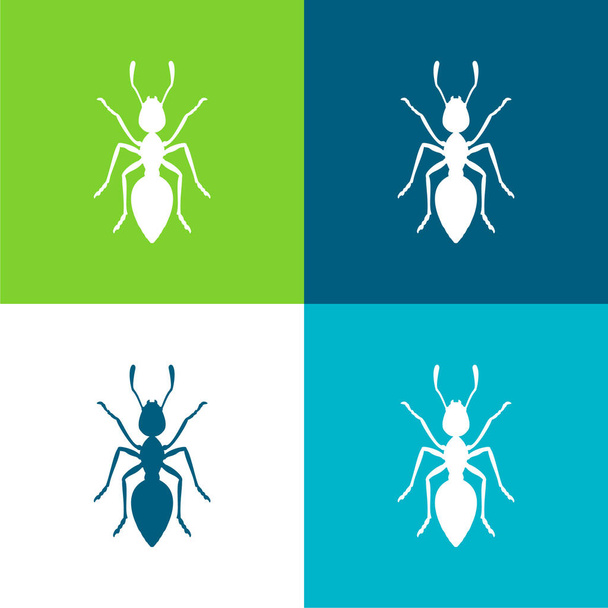 Ant Flat четыре цвета минимальный набор значков - Вектор,изображение