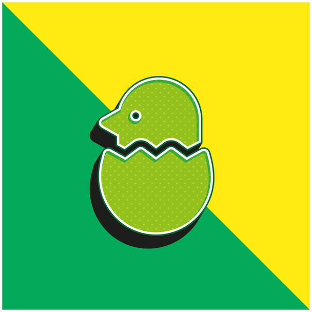 Kuş Yeşil ve Sarı modern 3D vektör simgesi logosu - Vektör, Görsel