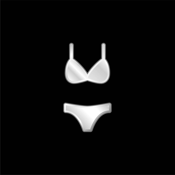 Icône métallique argentée bikini - Vecteur, image