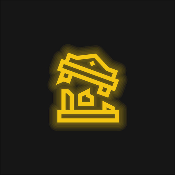 Banco amarillo brillante icono de neón - Vector, Imagen