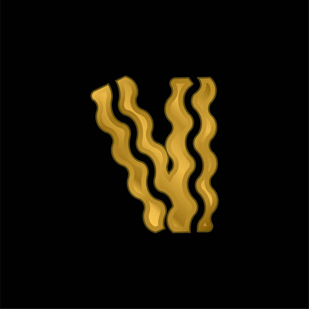 Bacon banhado a ouro ícone metálico ou vetor logotipo - Vetor, Imagem