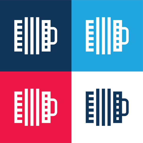 Accordion blue and red four color minimal icon set - Vector, Image