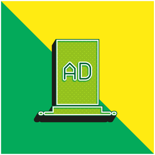 広告スタンド緑と黄色の現代的な3Dベクトルアイコンのロゴ - ベクター画像