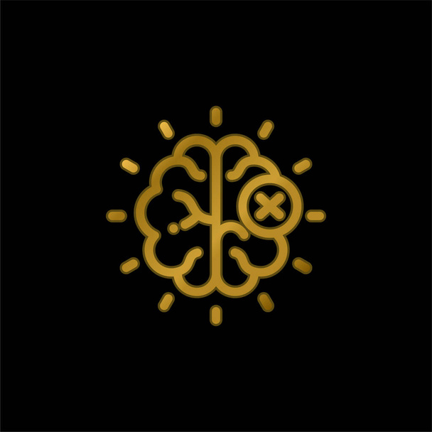 Gehirn vergoldet metallisches Symbol oder Logo-Vektor - Vektor, Bild